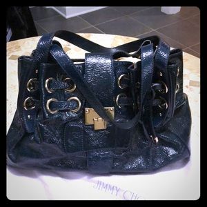 Jimmy Choo shoulder bag navy blue silver accents